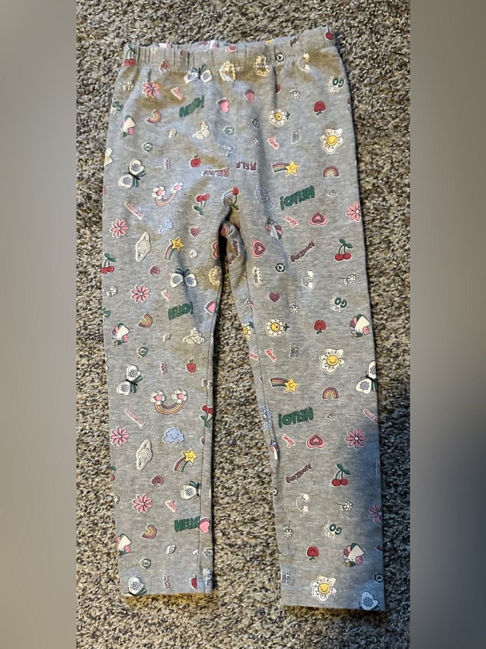 Kids' Grey Heart & Rainbow Print Leggings